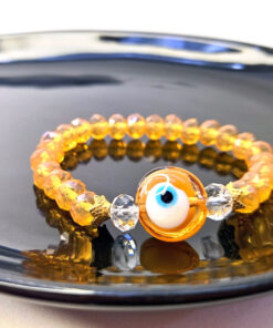 Pulseira de Olho Grego com Cristal Laranja