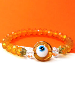 Pulseira de Olho Grego com Cristal Laranja