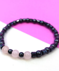 Pulseira de Hematita com Quartzo Rosa