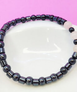 Pulseira de Hematita com Quartzo Rosa