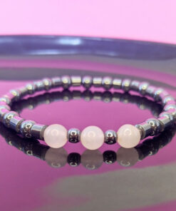 Pulseira de Hematita com Quartzo Rosa