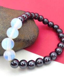 Pulseira de Hematita com Pedra da Lua