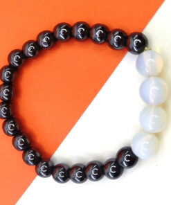 Pulseira de Hematita com Pedra da Lua