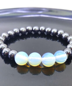 Pulseira de Hematita com Pedra da Lua