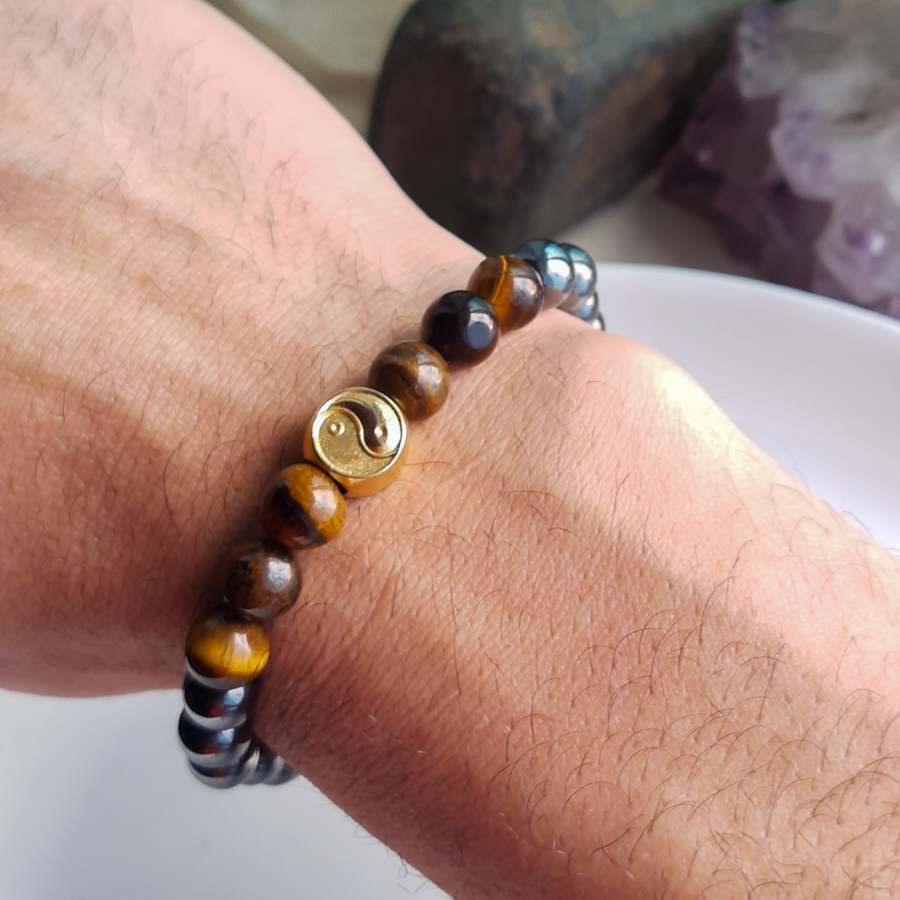 P243 - Pulseira Yin Yang Olho de Tigre (14) P243 - Pulseira Yin Yang Olho de Tigre