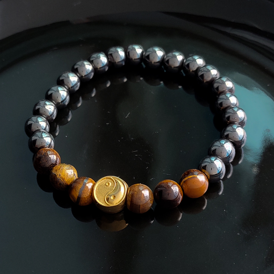P243 - Pulseira Yin Yang Olho de Tigre (20) P243 - Pulseira Yin Yang Olho de Tigre