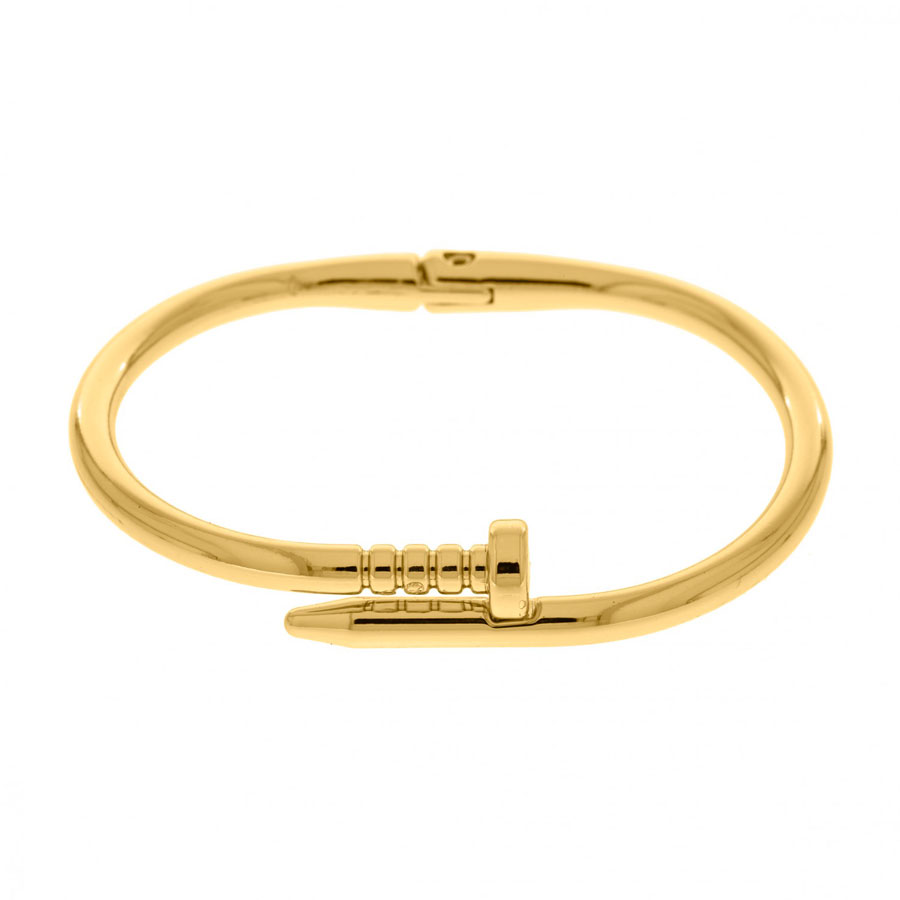 pulseira-tamanho-p-ouro-60mm-(2) Pulseira de Prego 60MM de Metal com Banho de Verniz Italiano