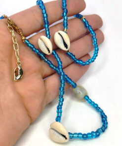 Colar Choker Azul com Búzios
