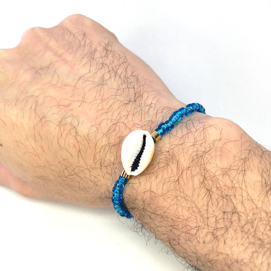 C002-Colar-Choker-e-Pulseira-Azul-com-Búzios-(9) Colar Choker Azul com Búzios