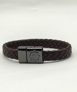 P257 - Pulseira de Couro Marrom com Leme