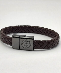 P257 - Pulseira de Couro Marrom com Leme