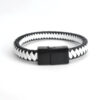 Pulseira de Couro Sintético Fecho Imã - Preto e Branco
