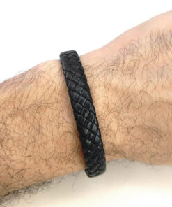 Pulseira de Couro Sintético Fecho Imã - Preto