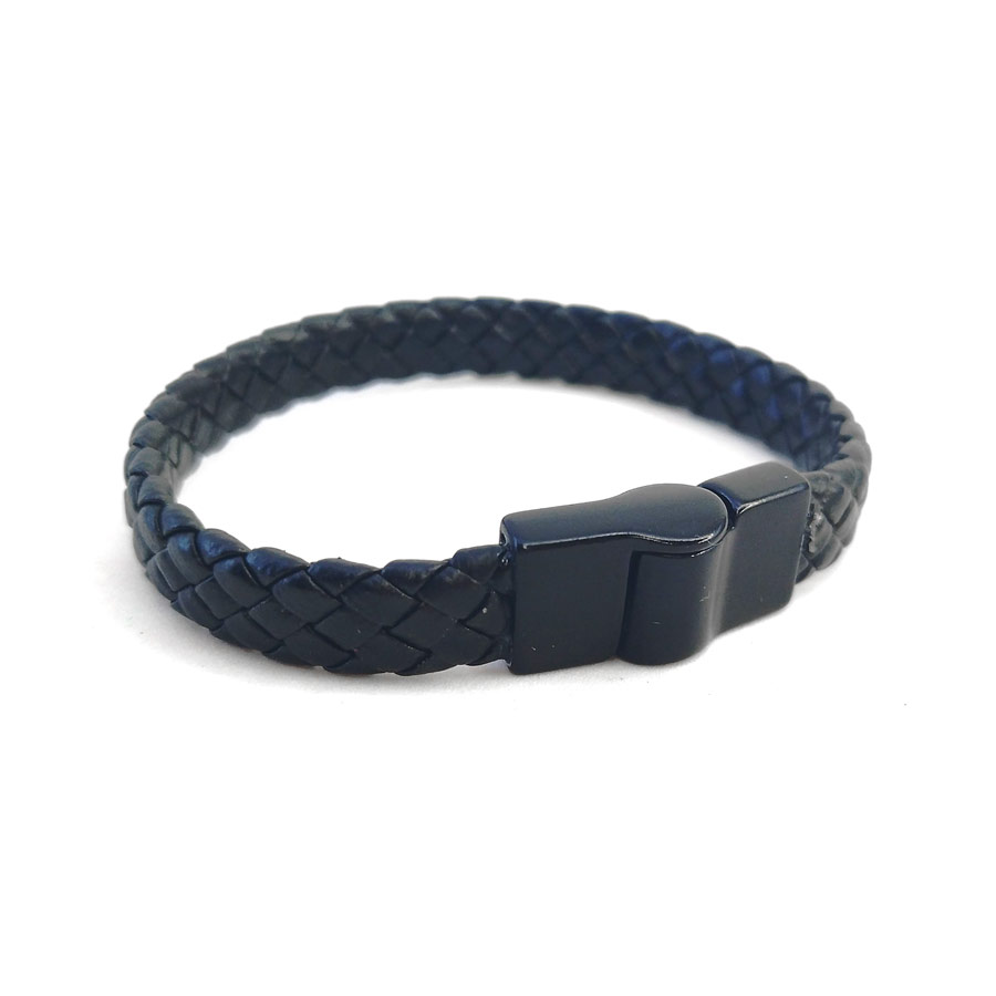 P261 Pulseira de Couro Sintético Fecho Imã - Preto (2) Pulseira de Couro Sintético Fecho Imã - Preto