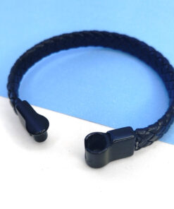 Pulseira de Couro Sintético Fecho Imã - Preto