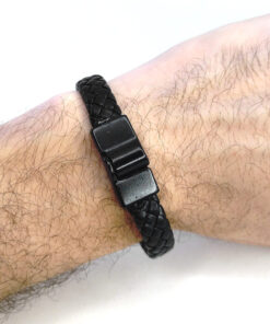 Pulseira de Couro Sintético Fecho Imã - Preto