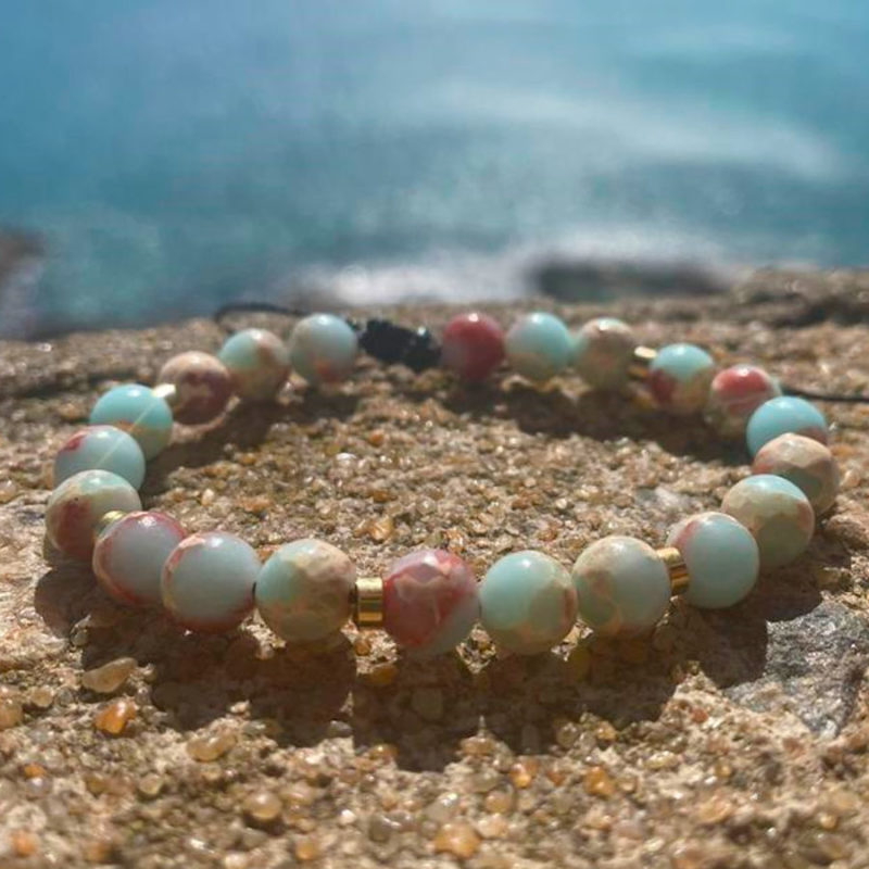 Pulseira de Pedra Jaspe Imperial Lagoa Azul - Força e Proteção