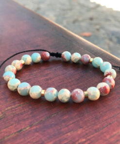 Pulseira de Pedra Jaspe Imperial Lagoa Azul - Força e Proteção