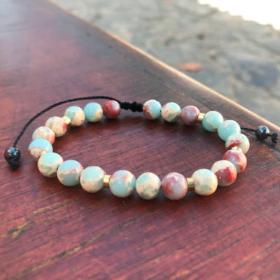 Pulseira de Pedra Jaspe Imperial Lagoa Azul - Força e Proteção