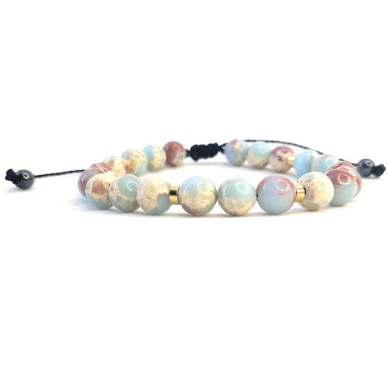 Pulseira de Pedra Jaspe Imperial Lagoa Azul - Força e Proteção