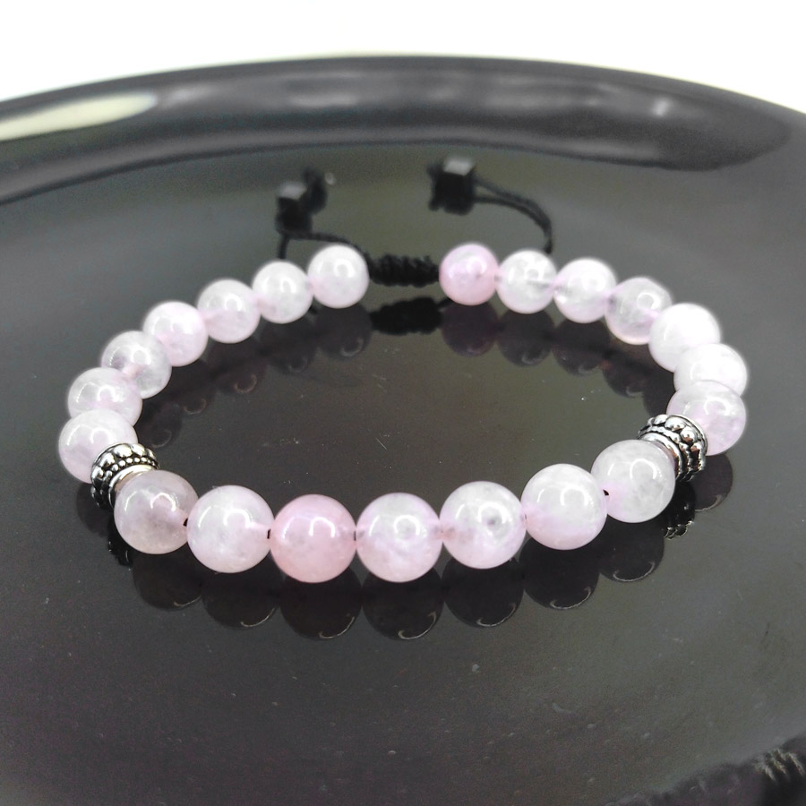 P278 Pulseira Pedra Quartzo Rosa (2) Pulseira Pedra Quartzo Rosa