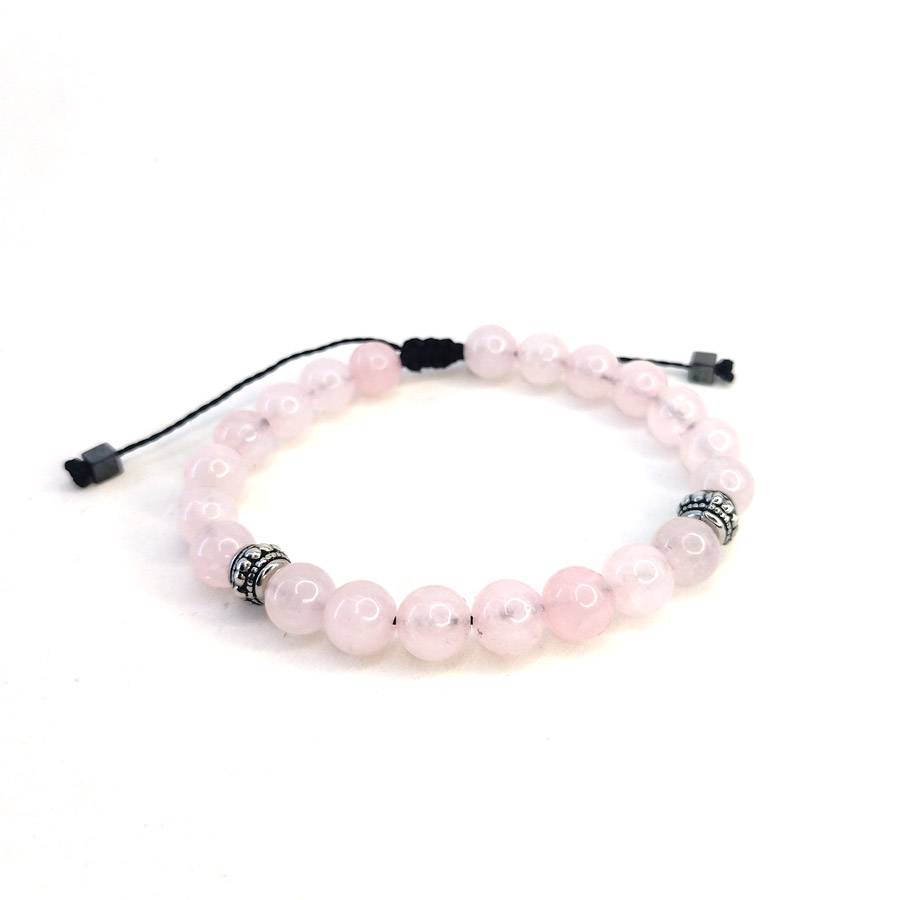 P278 Pulseira Pedra Quartzo Rosa (3) Pulseira Pedra Quartzo Rosa