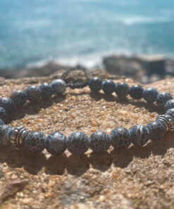 Pulseira de Pedra Agata Craquelada Azul