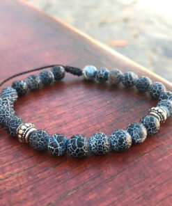 Pulseira de Pedra Agata Craquelada Azul