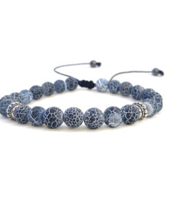 Pulseira de Pedra Agata Craquelada Azul