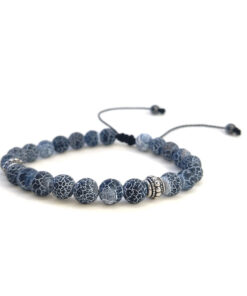 Pulseira de Pedra Agata Craquelada Azul