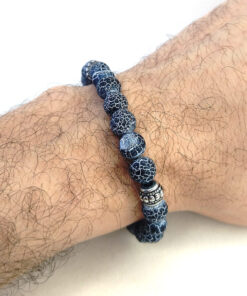 Pulseira de Pedra Agata Craquelada Azul