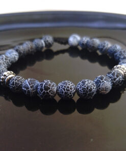 Pulseira de Pedra Agata Craquelada Azul