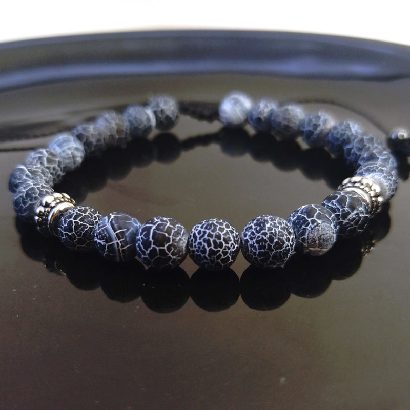 Pulseira de Pedra Agata Craquelada Azul