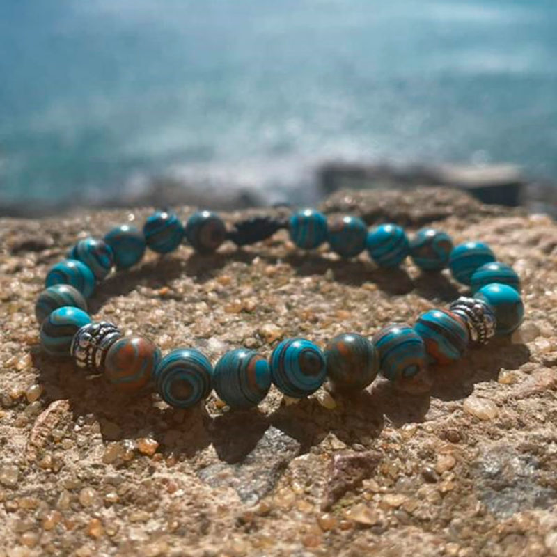 Pulseira de Pedra Malaquita Azul