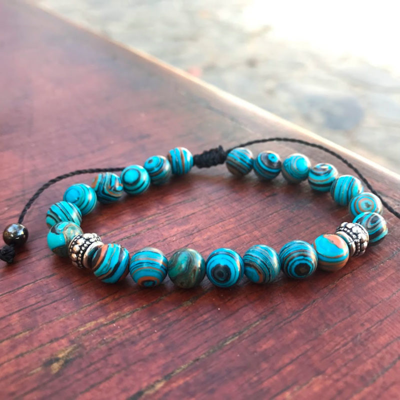 Pulseira de Pedra Malaquita Azul