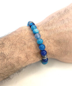 Pulseira de Pedra Ágata Azul