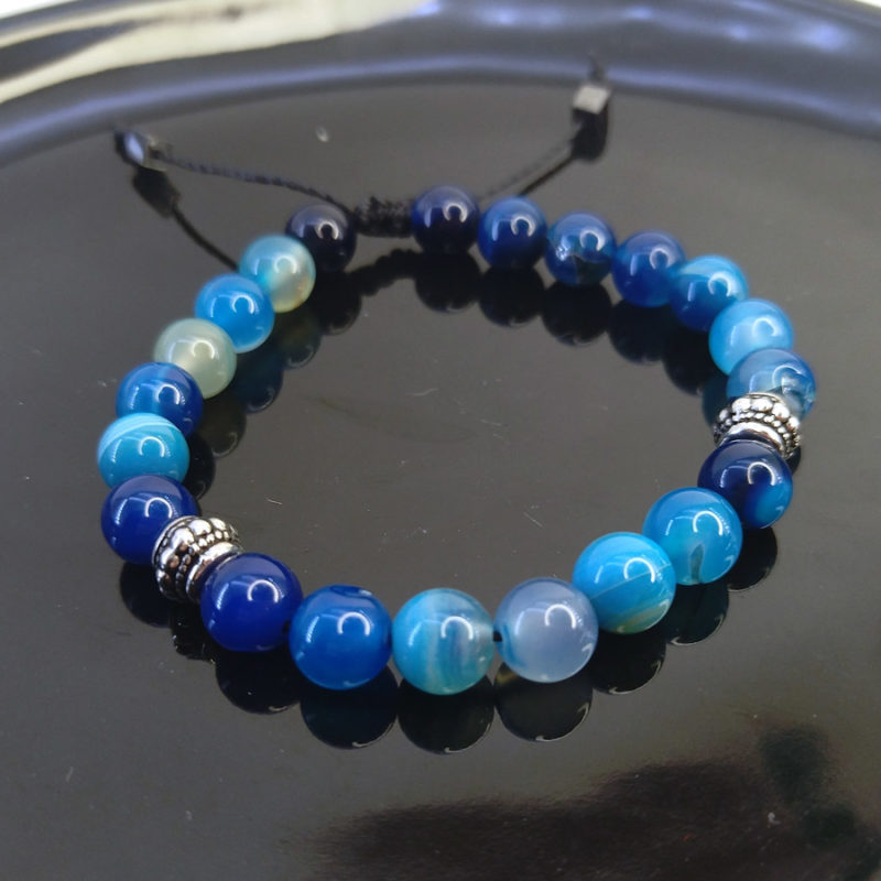 Pulseira de Pedra Ágata Azul