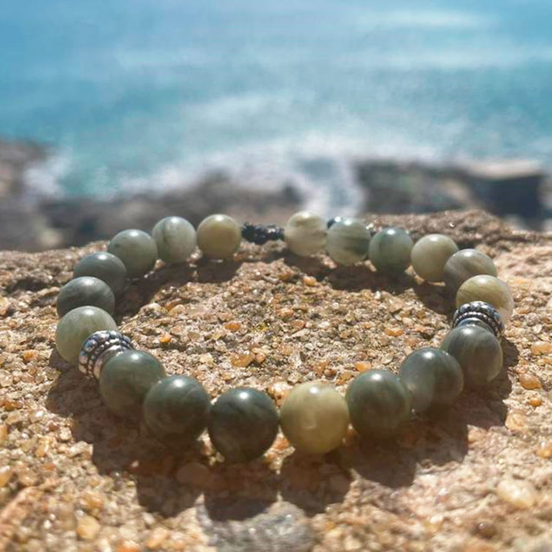 Pulseira de Pedra Ágata Musgo