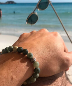 Pulseira de Pedra Ágata Musgo