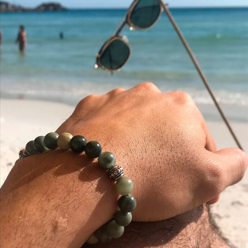 Pulseira de Pedra Ágata Musgo