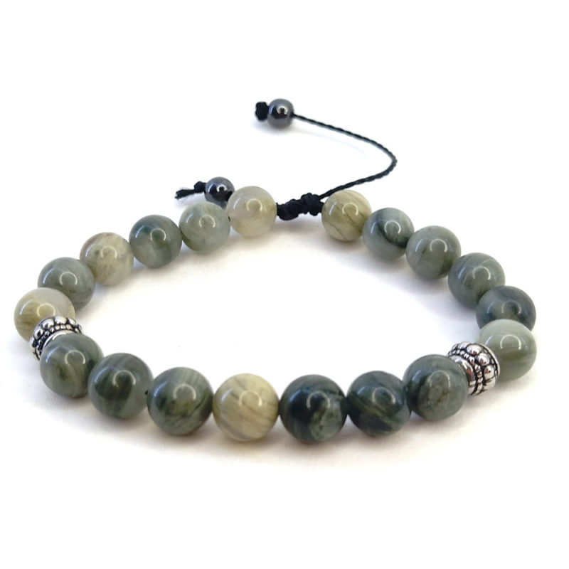 Pulseira de Pedra Ágata Musgo