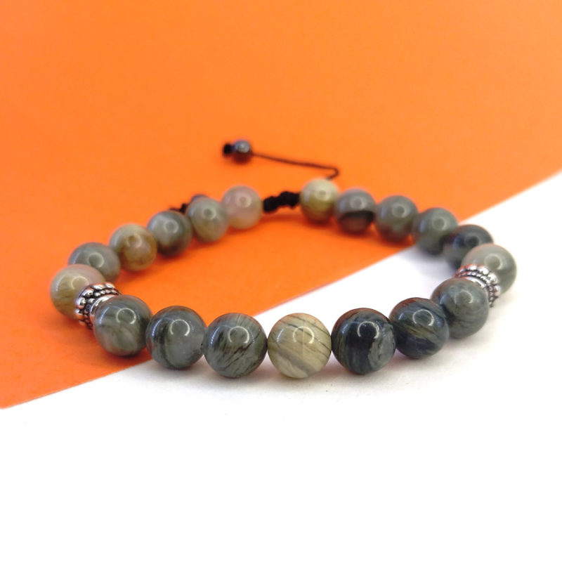 Pulseira de Pedra Ágata Musgo