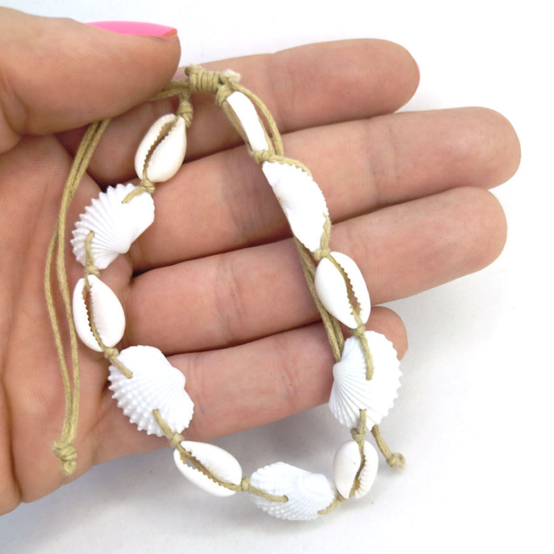 Tornozeleira de Búzios com Fio Caramelo