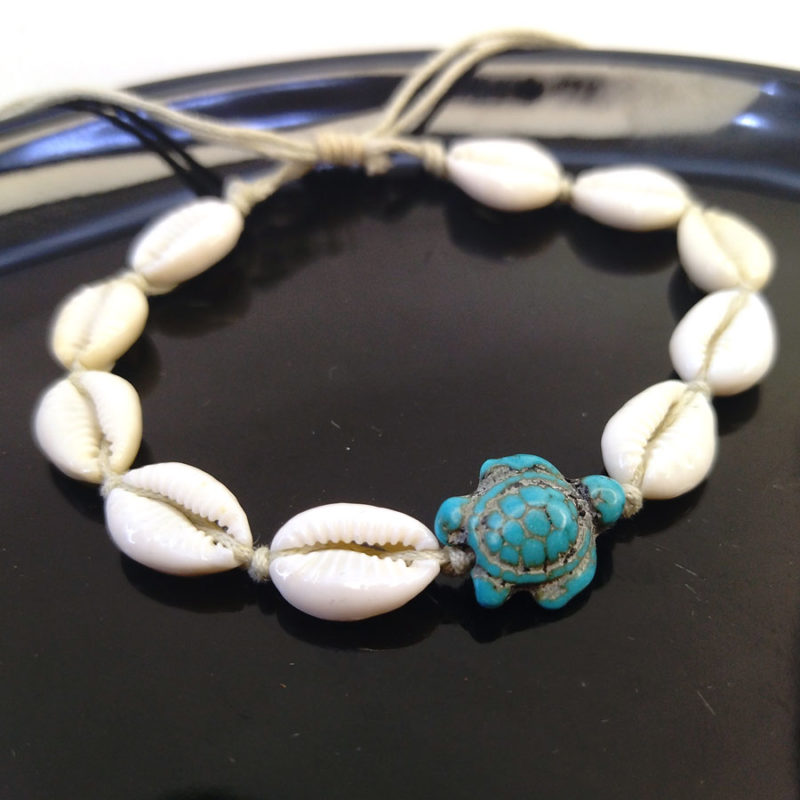 Tornozeleira de Búzios com entremeio de Tartaruga