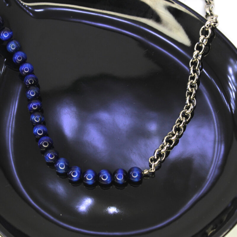 C140 Colar Olho de Tigre Azul