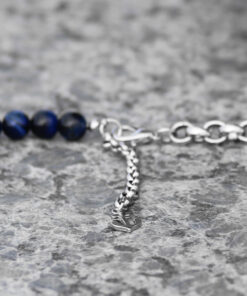 Colar de Olho de Tigre Azul com Corrente