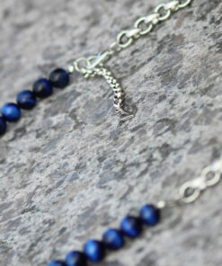 Colar de Olho de Tigre Azul com Corrente