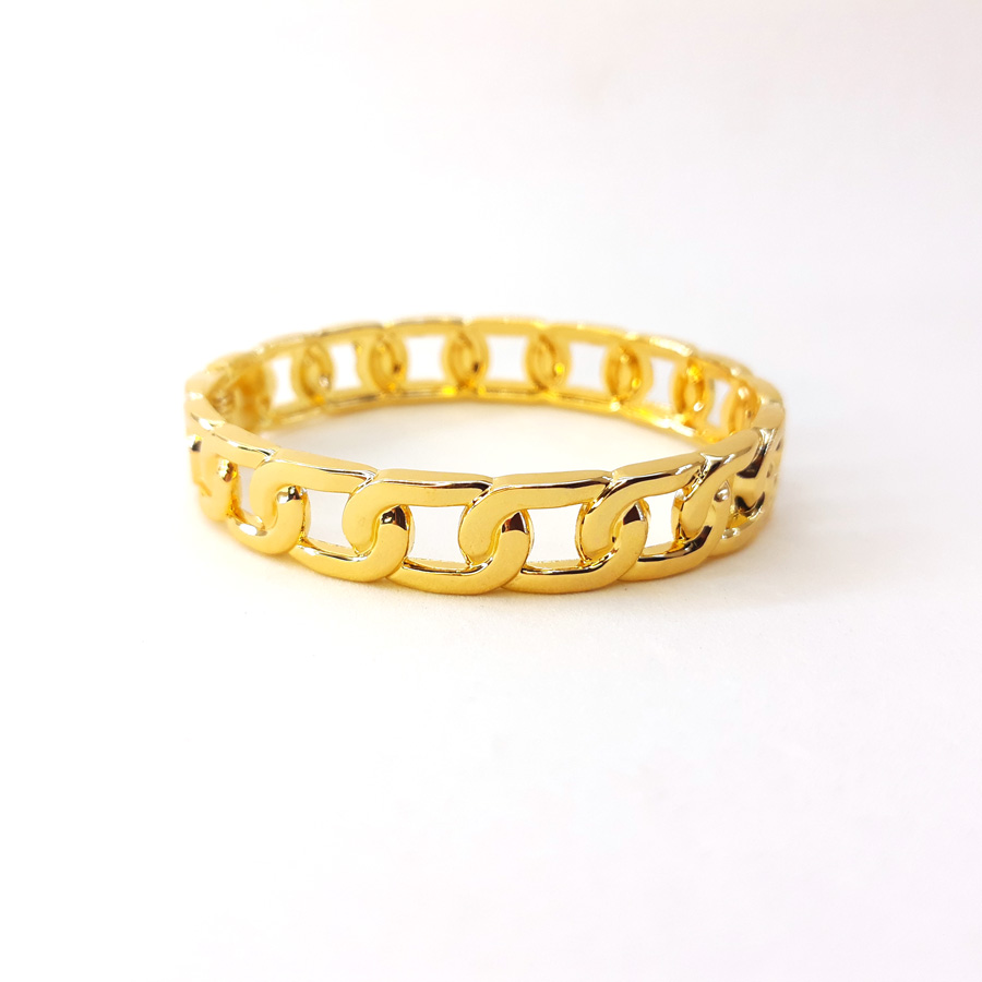 BR009-Pulseira-Bracelete-Corrente-Dourado-(14) Pulseira Bracelete de Corrente Dourada