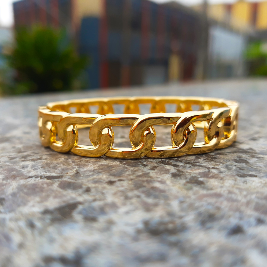 BR009-Pulseira-Bracelete-Corrente-Dourado-(3) Pulseira Bracelete de Corrente Dourada