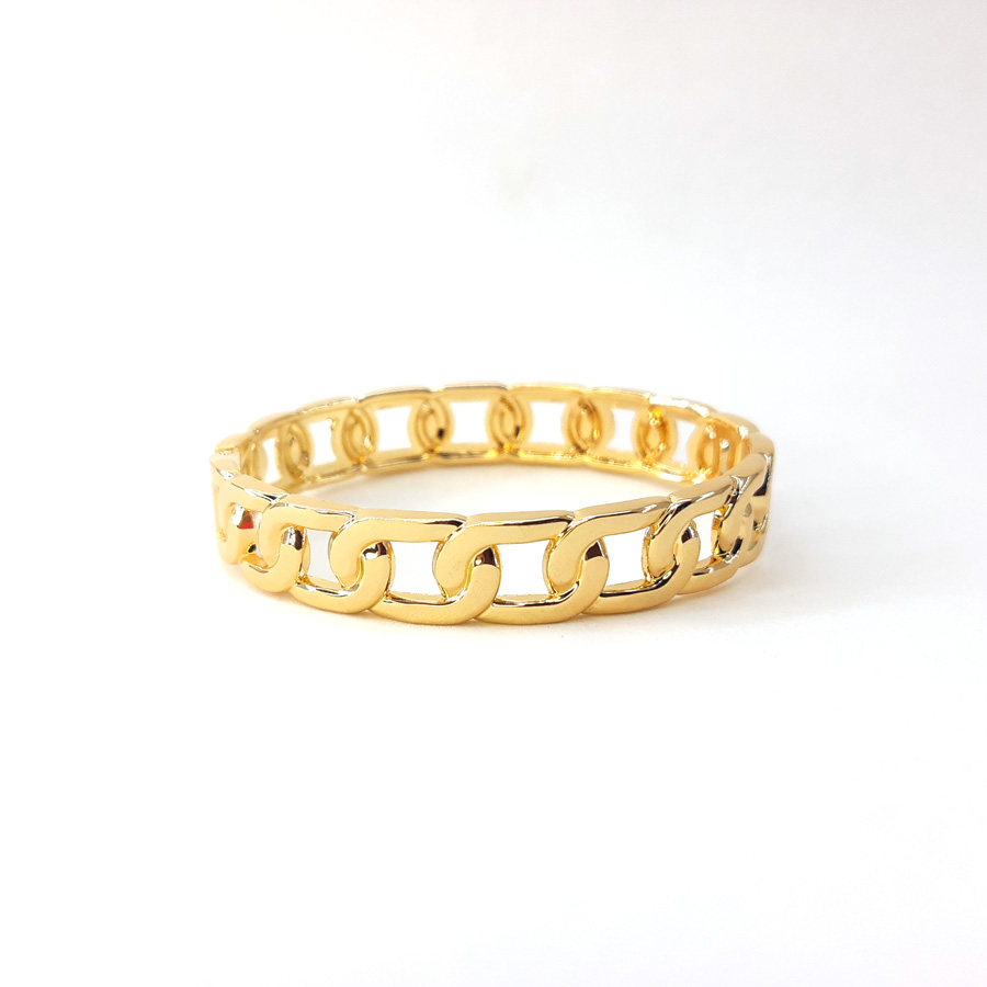 BR009-Pulseira-Bracelete-Corrente-Dourado-(8) Pulseira Bracelete de Corrente Dourada